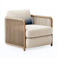Fauteuil 82 x 85 x 78 cm en bois et corde beige style contemporain