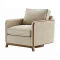 Fauteuil 85 x 88 x 82 cm en tissu beige et bois style contemporain