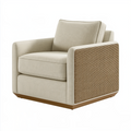 Fauteuil 90 x 88 x 85 cm en tissu beige avec panneau tressé style contemporain