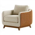 Fauteuil 90 x 88 x 84 cm en tissu beige et velours côtelé brun contemporain pour salon