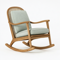 Fauteuil à bascule 95 x 65 x 100 cm en bois et cannage vert sauge style scandinave