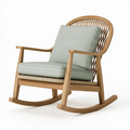 Fauteuil à bascule 72 x 92 x 102 cm en bois naturel vert sauge style scandinave