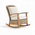 Fauteuil à bascule 98 x 72 x 102 cm en fibres tressées beige avec structure en bois style naturel intérieur