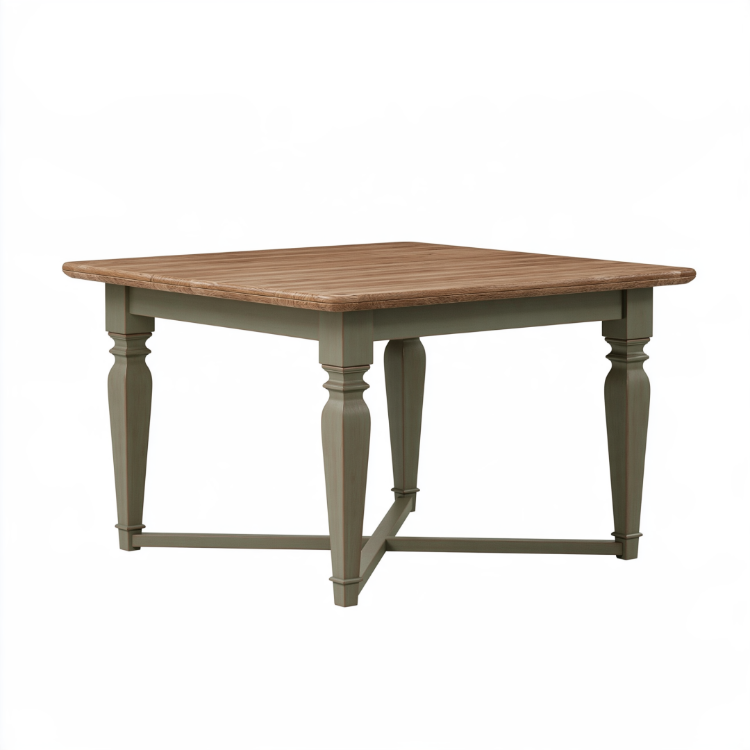 Table de salle à manger 140 x 90 cm en bois marron et vert style classique