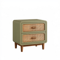 Table de chevet 50 x 40 x 60 cm en bois vert avec tiroirs en cannage style vintage