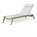 Bain de soleil 200 x 70 cm en aluminium taupe avec dossier réglable pour extérieur