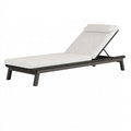 Bain de soleil 200 x 70 cm en résine tressée noire avec coussin beige - dossier réglable extérieur