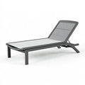 Chaise longue 190 x 65 cm en aluminium gris avec dossier réglable pour extérieur