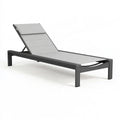 Chaise longue de jardin 195 x 65 cm en aluminium gris avec dossier réglable